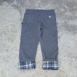 Carhartt Men's Ripstop Cargo Work Pants Flannel Lined Size 38x32